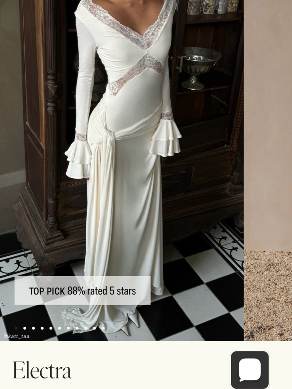 Meshki Cream Lace-Trim Maxi Dress